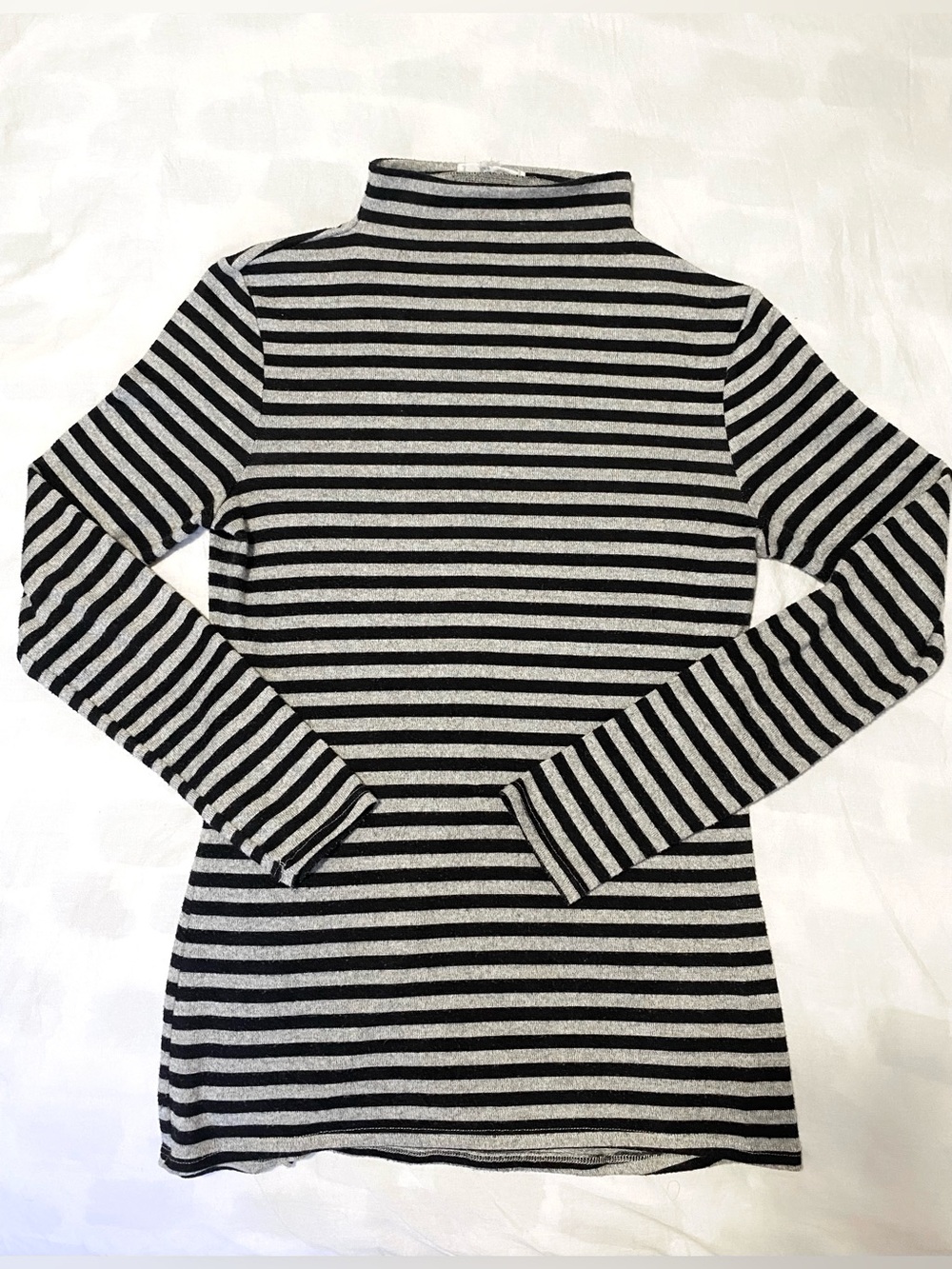 Slim mock neck black and grey striped sweater whimsigoth